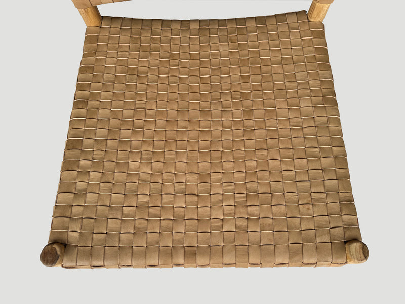 Handwoven Minimalist Leather Chair