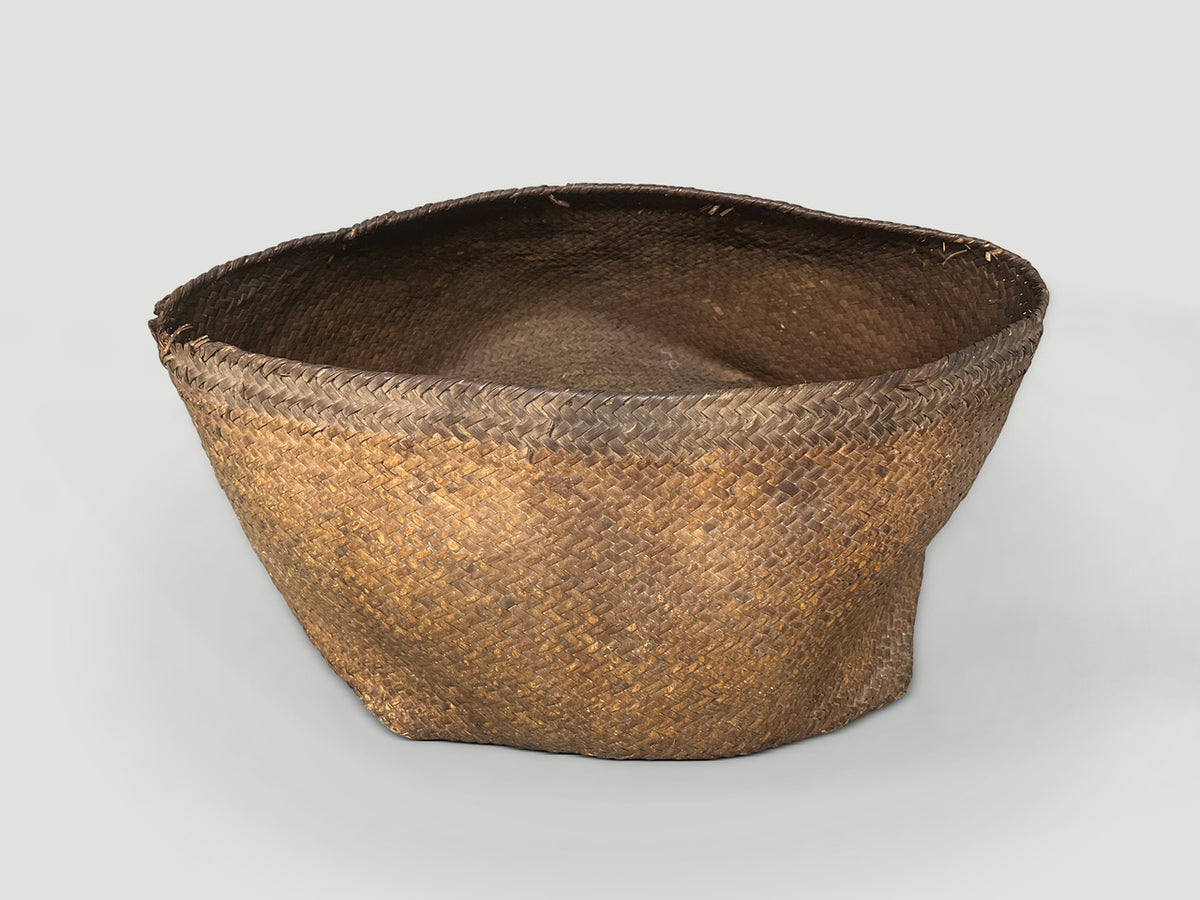 Antique Oversized Hand Woven Rattan Basket