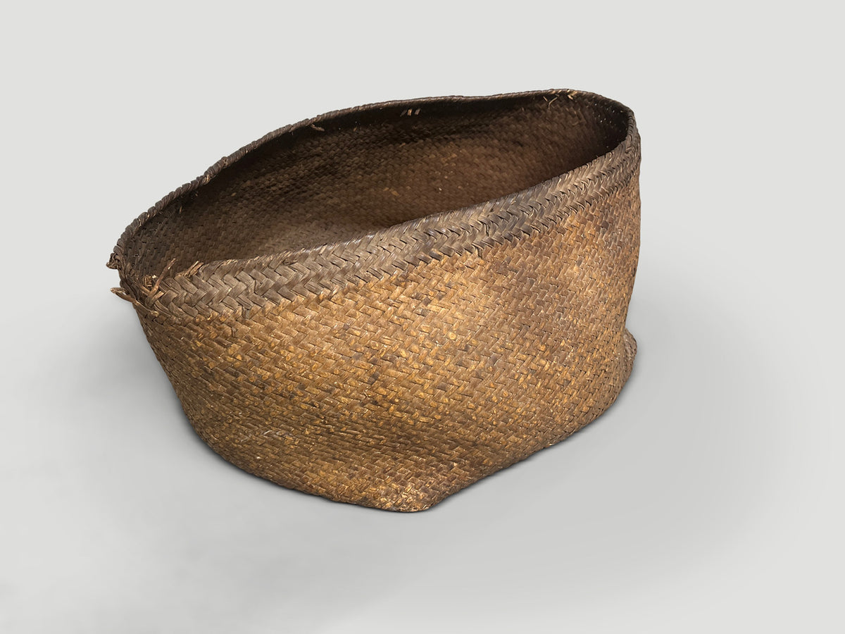 Antique Oversized Hand Woven Rattan Basket
