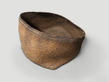 Antique Oversized Hand Woven Rattan Basket