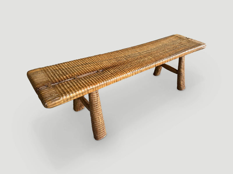 Impressive Hand Carved Natural Teak Bench