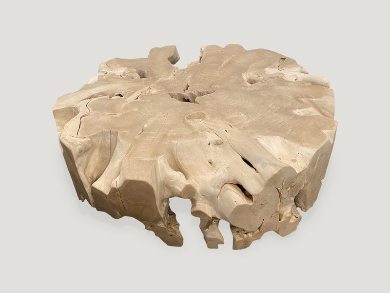 Round Bleached Teak Organic Coffee Table
