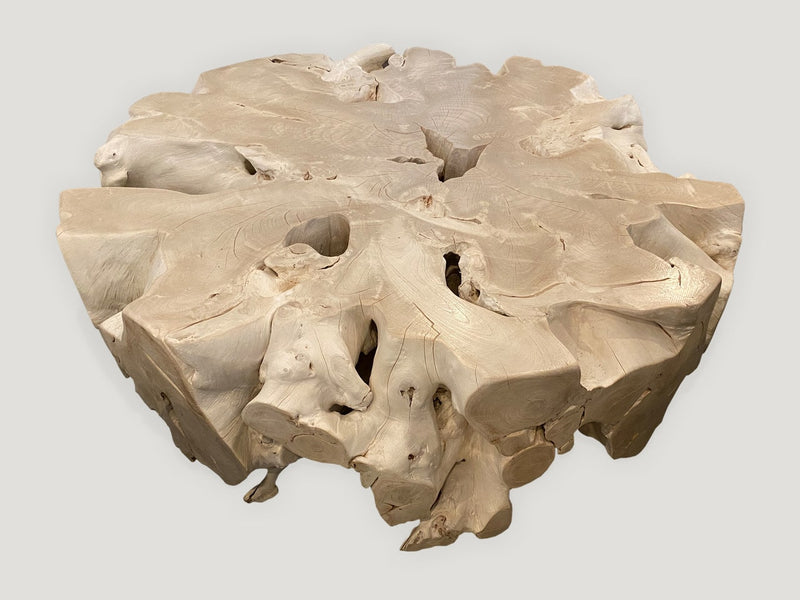 Round Bleached Teak Organic Coffee Table