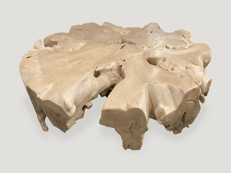 Round Bleached Teak Organic Coffee Table