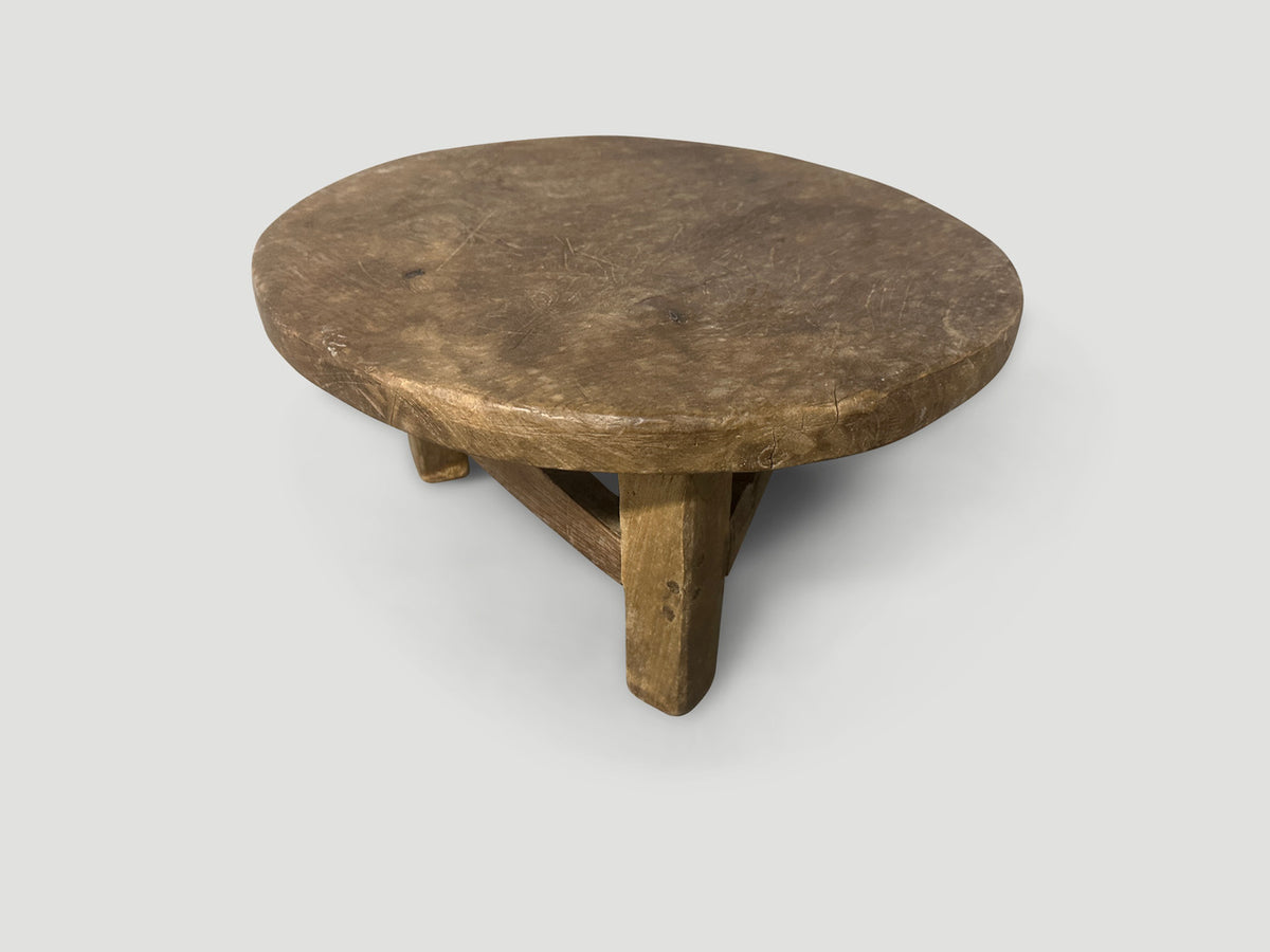 Antique Round Side Table or Stool