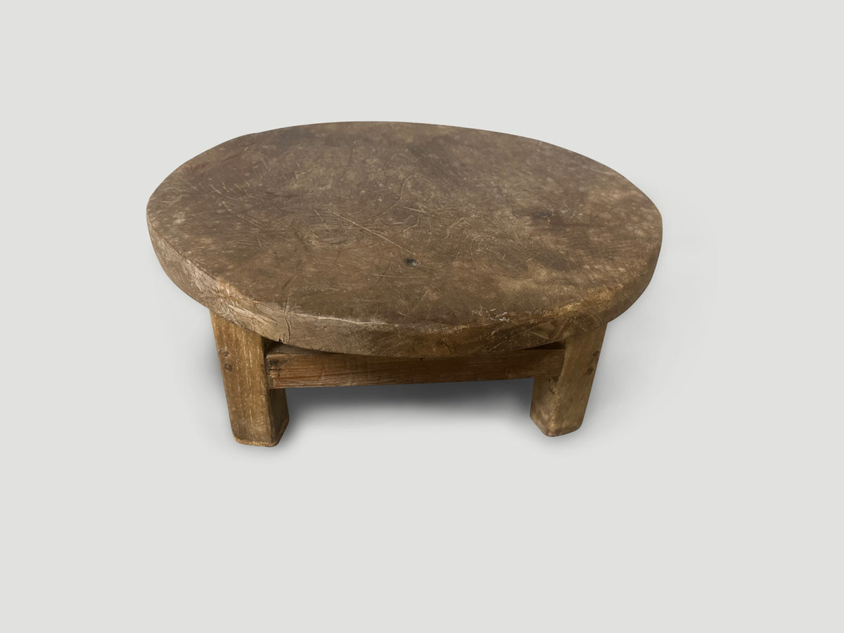 Antique Round Side Table or Stool
