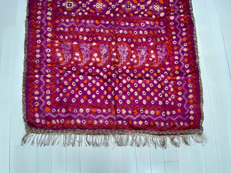 Antique Vibrant Fine Silk Ceremonial Shoulder Cloth