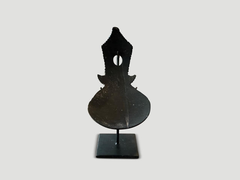 Antique Coconut Wood Rice Spoon on a Stand