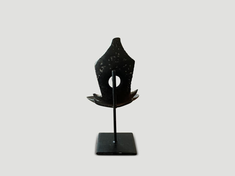 Antique Coconut Wood Rice Spoon on a Stand