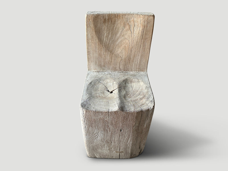 Sculptural Solid Teak Wood Chair