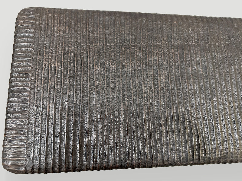 Impressive Hand Carved Espresso Stained Teak Bench