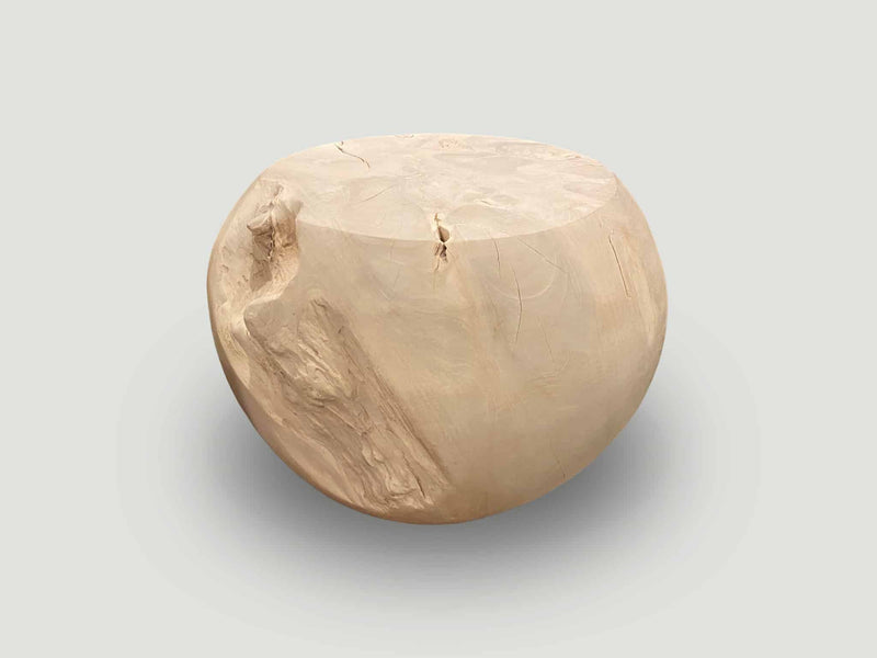 Bleached Teak Drum Side Table