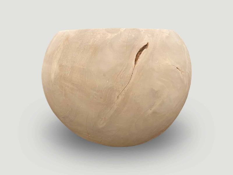 Bleached Teak Drum Side Table