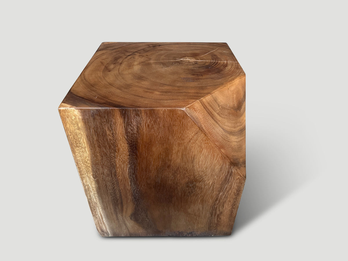 Faceted Wood Side Table