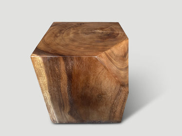 Faceted Wood Side Table