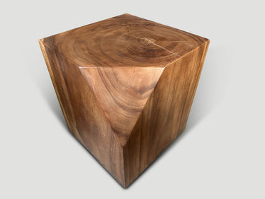 Faceted Wood Side Table