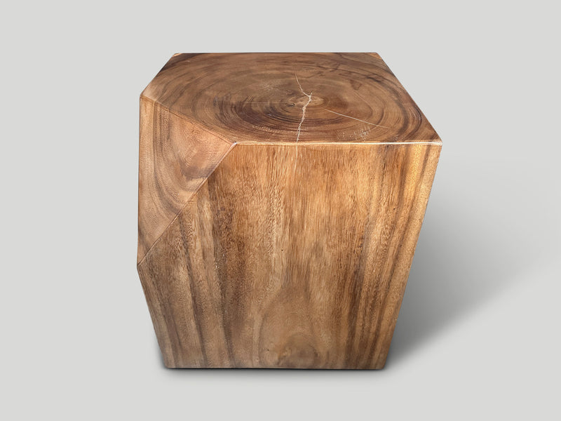 Faceted Wood Side Table