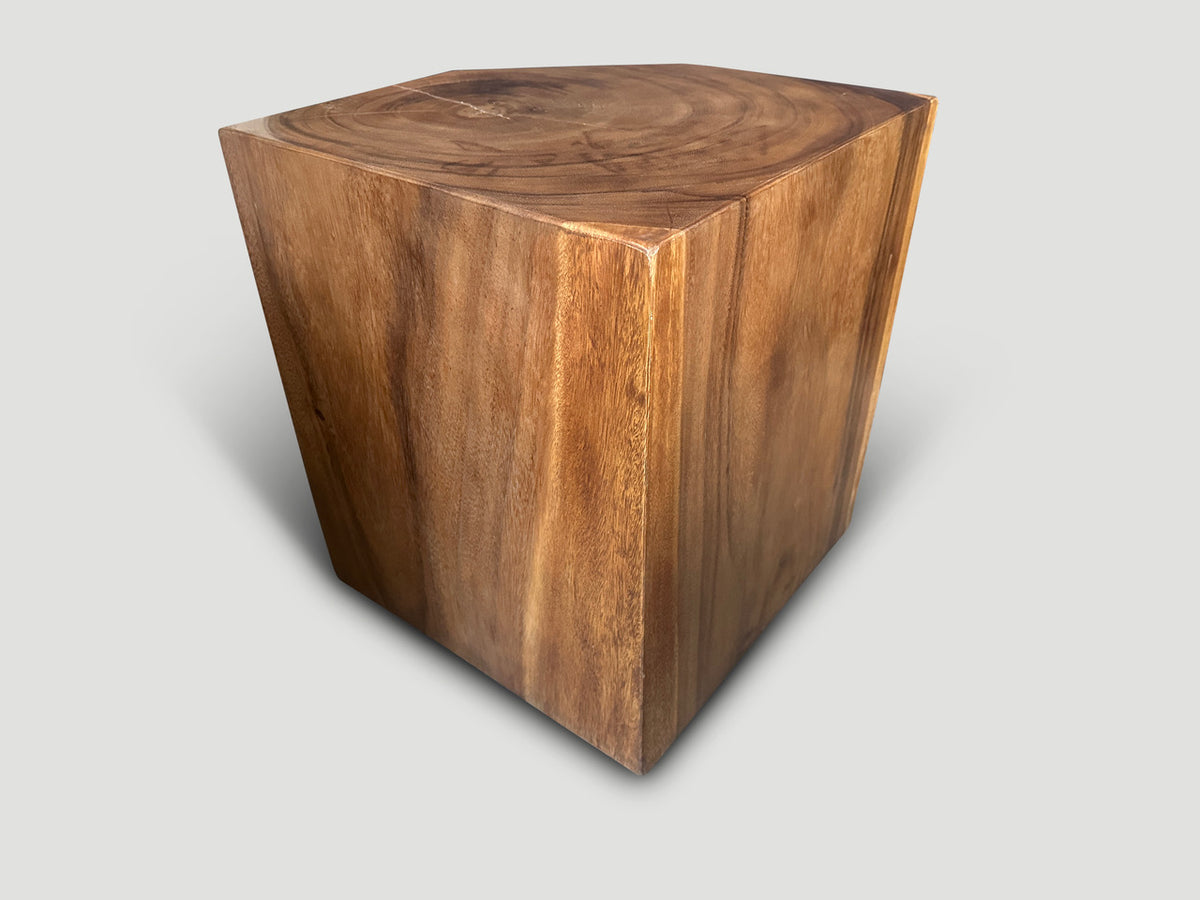 Faceted Wood Side Table