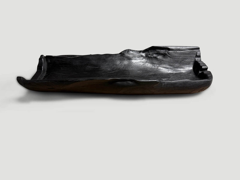 Sculptural Charred Teak Wood Vessel