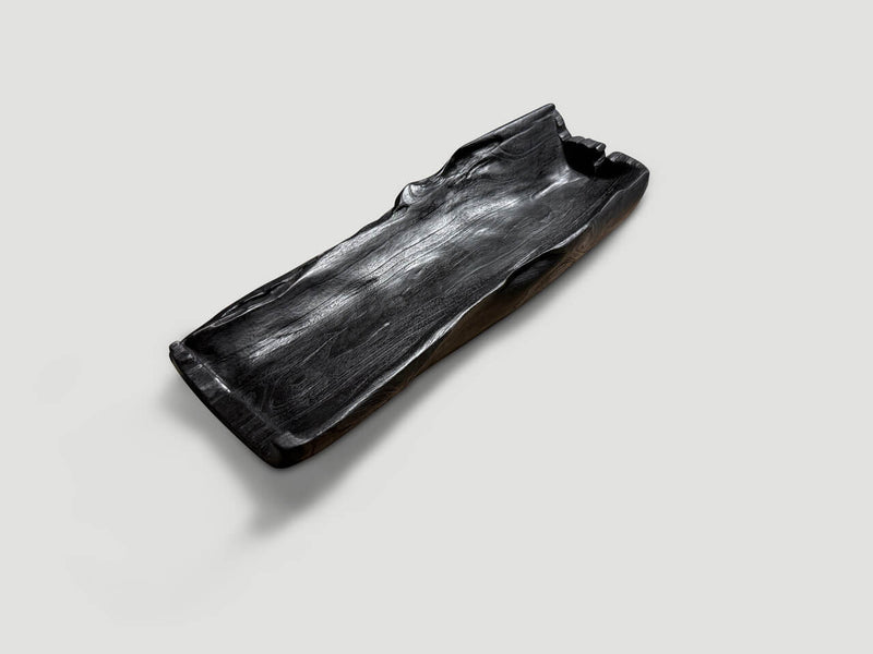 Sculptural Charred Teak Wood Vessel