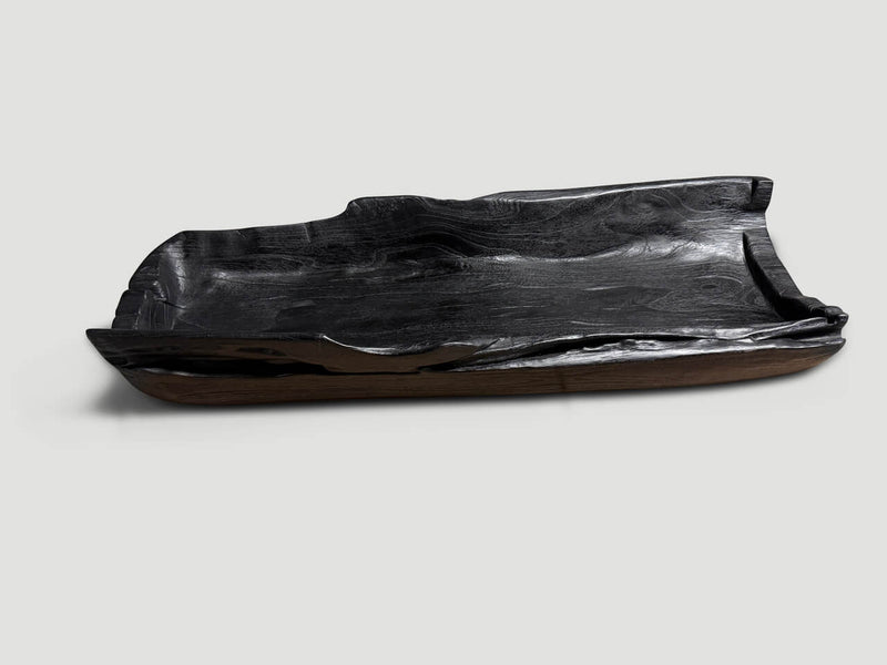 Sculptural Charred Teak Wood Vessel