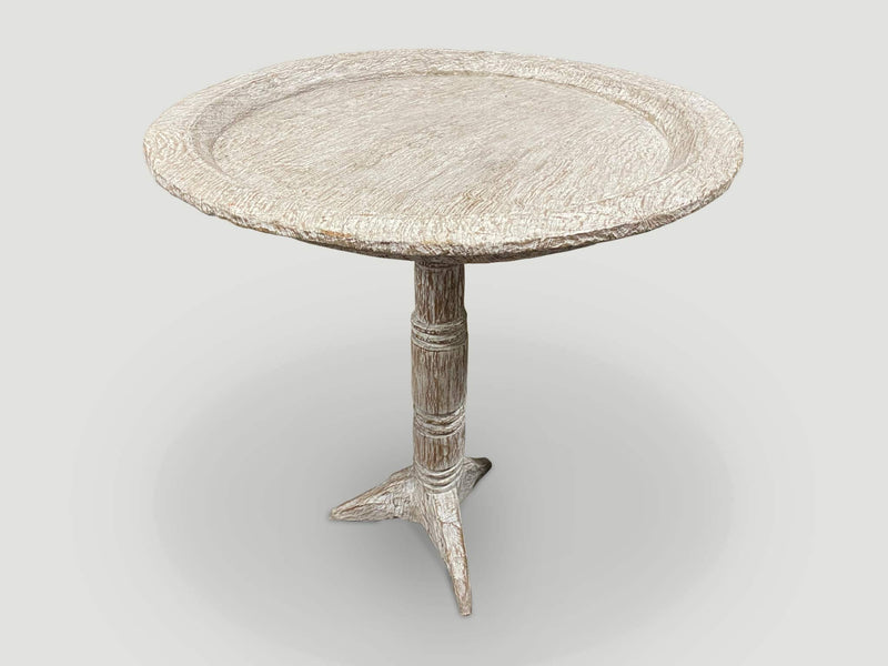 Tall White Washed Tray Side Table