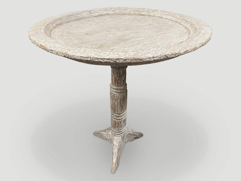 Tall White Washed Tray Side Table