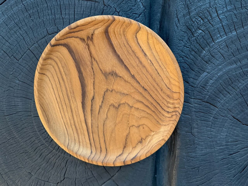 Set of Five Minimalist Teak Plates