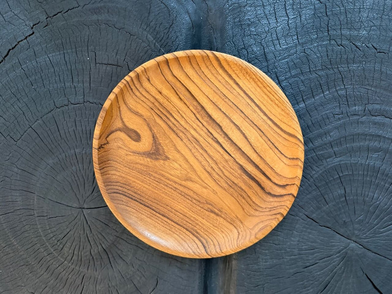 Set of Five Minimalist Teak Plates