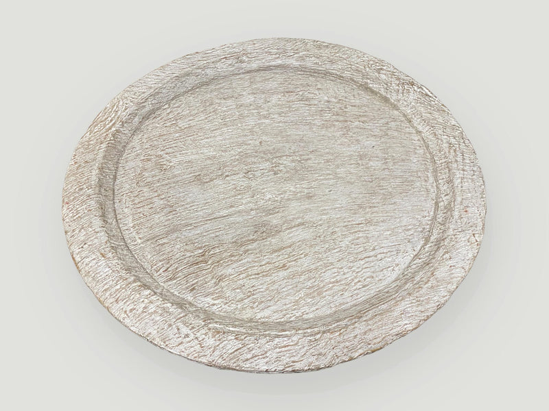 Tall White Washed Tray Side Table