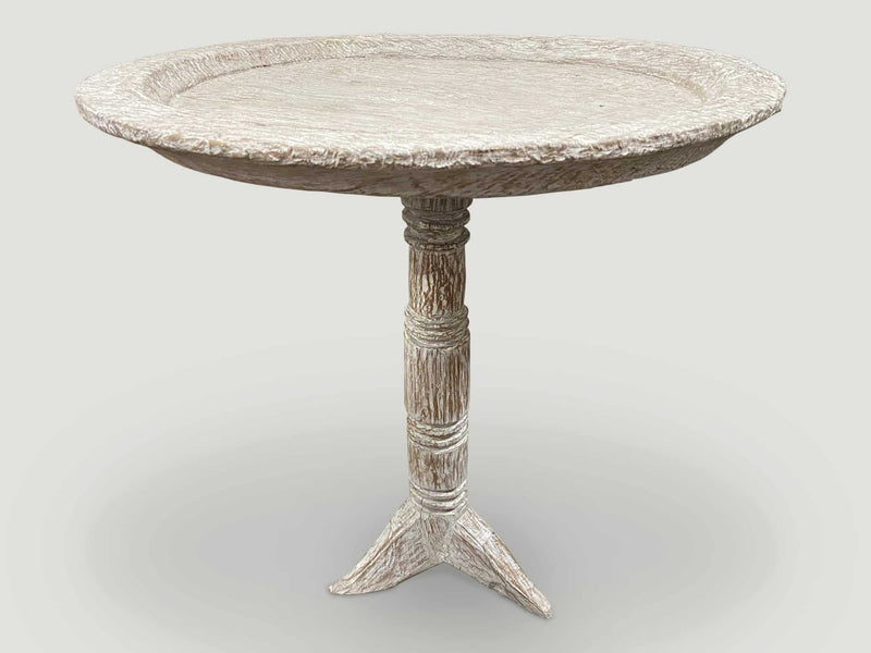 Tall White Washed Tray Side Table