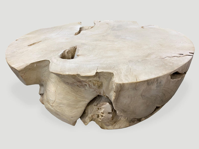 Round Bleached Teak Coffee Table