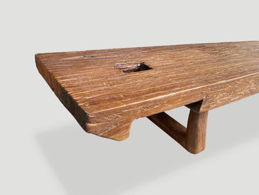 Brutalist Reclaimed Teak Bench