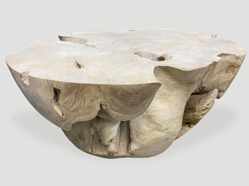 Round Bleached Teak Coffee Table