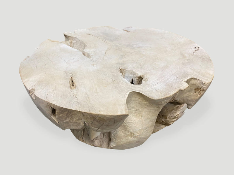 Round Bleached Teak Coffee Table