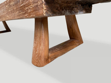Brutalist Reclaimed Teak Bench