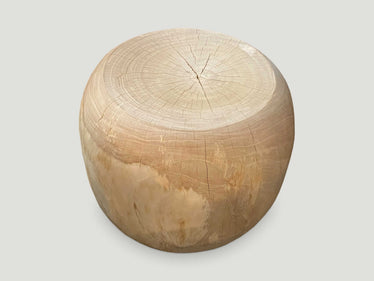 Bleached Teak Drum Side Table