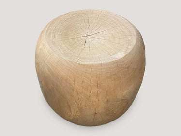 Bleached Teak Drum Side Table