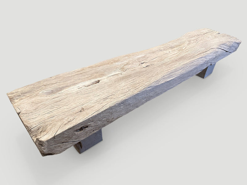 Bleached Teak Log Bench or Coffee Table