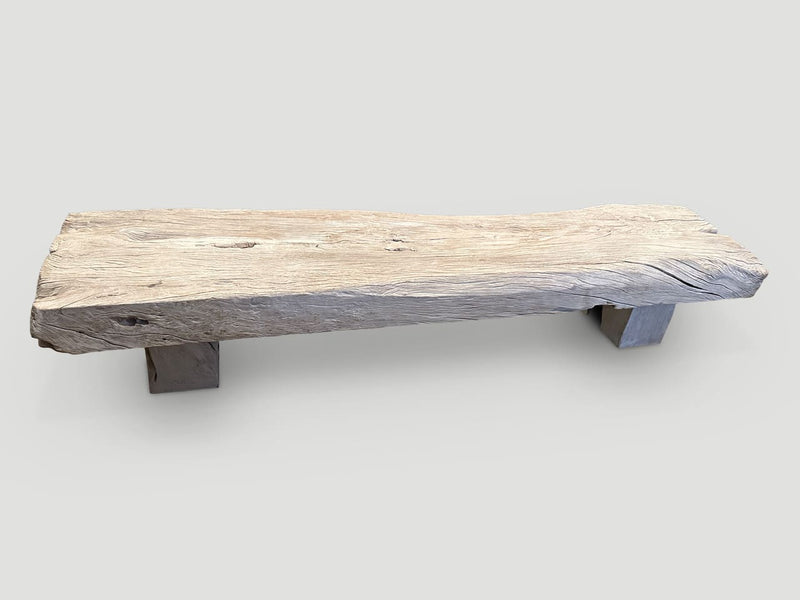 Bleached Teak Log Bench or Coffee Table