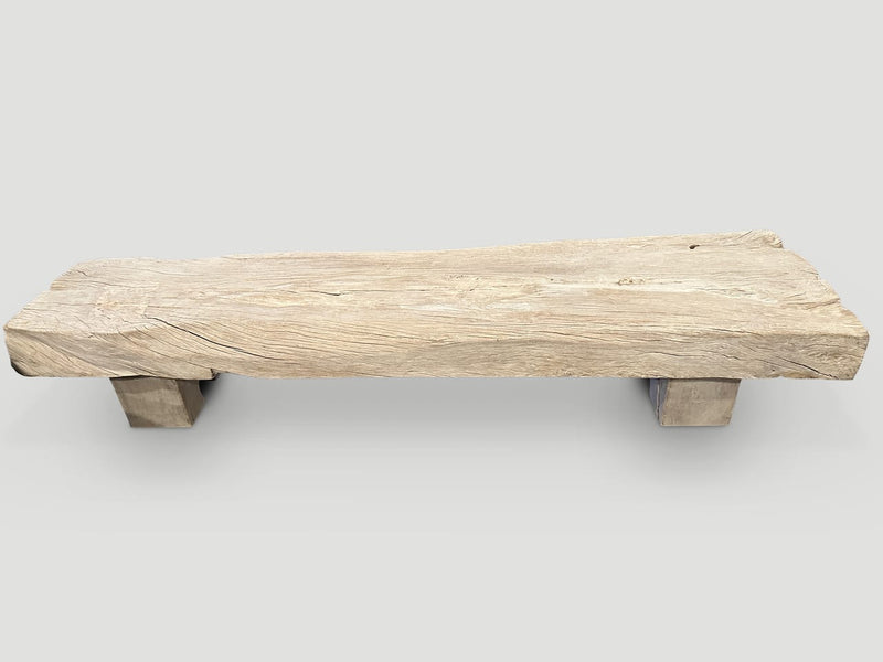 Bleached Teak Log Bench or Coffee Table