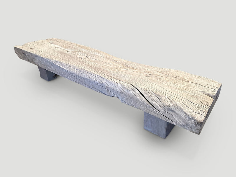 Bleached Teak Log Bench or Coffee Table
