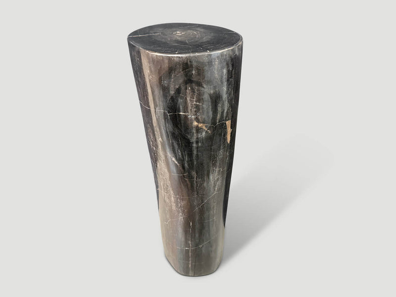 Minimalist Column Petrified Wood Side Table or Pedestal