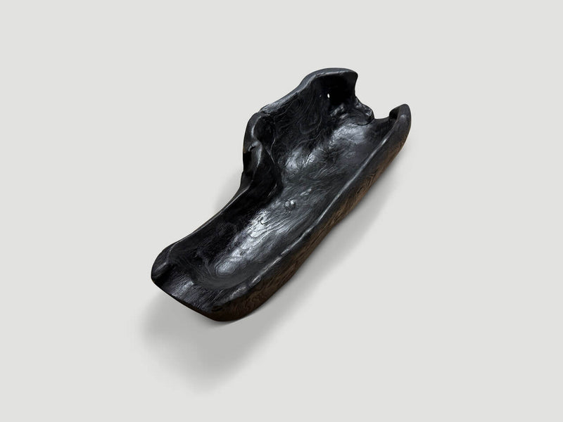 Sculptural Charred Teak Wood Vessel