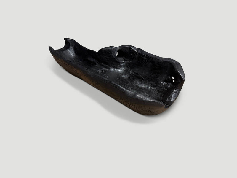 Sculptural Charred Teak Wood Vessel