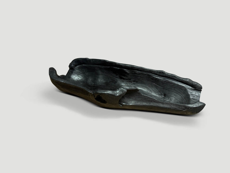 Sculptural Charred Teak Wood Vessel