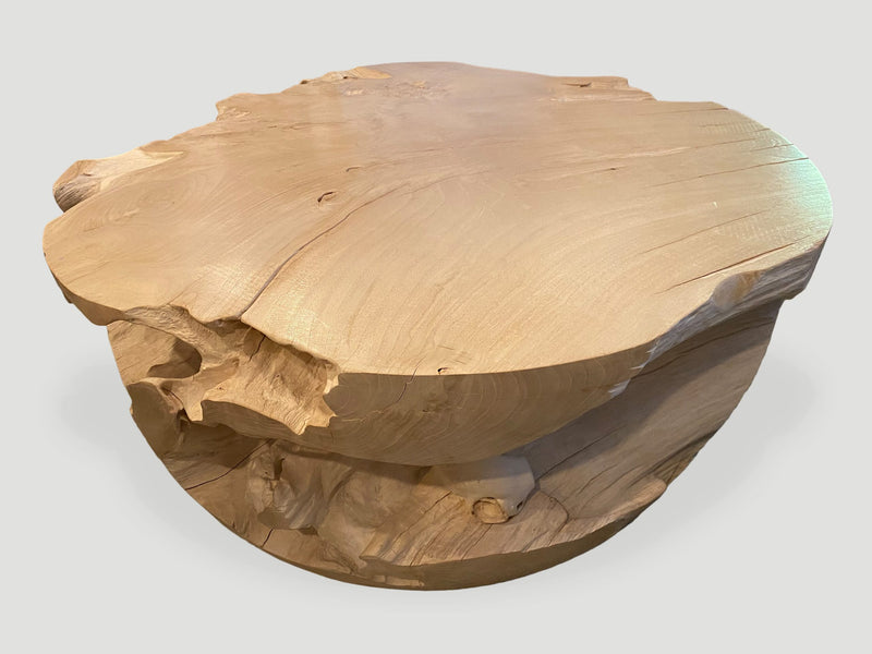 Impressive Bleached Teak Wood Coffee Table
