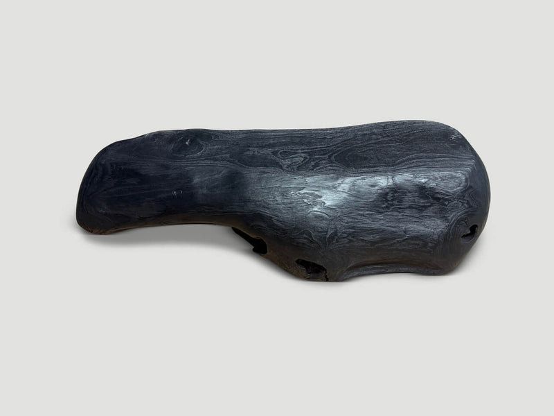 Sculptural Charred Teak Wood Vessel