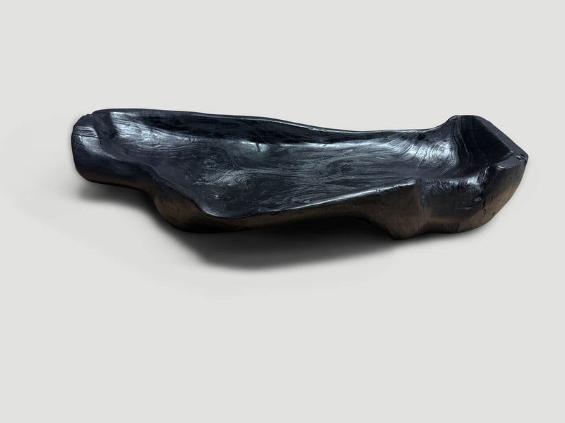 Sculptural Charred Teak Wood Vessel