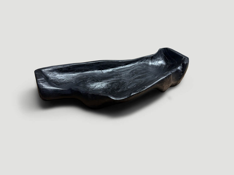Sculptural Charred Teak Wood Vessel